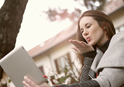 Woman on video call on her tablet